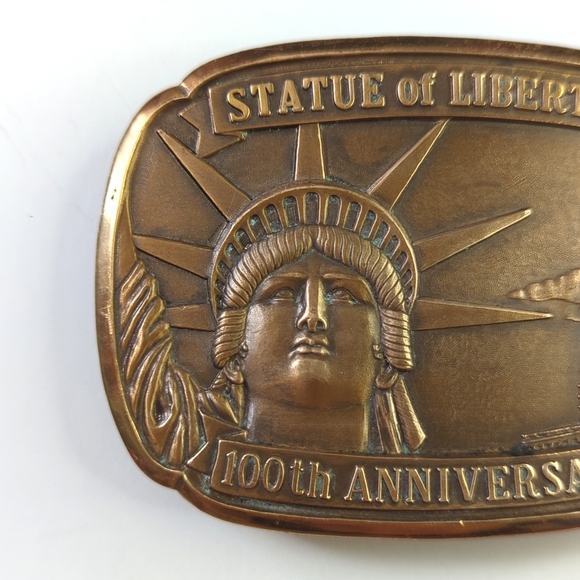 80's Vintage Statue of Liberty 100th Anniversary Solid Bronze Belt Buckle - Picture 3 of 6